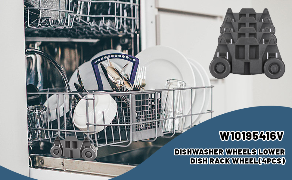Upgraded W10195416 Dishwasher Wheels Lower Rack for