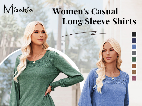 トップス Misaki Misakia Long Sleeve Shirts for Women Trendy Casual Fall