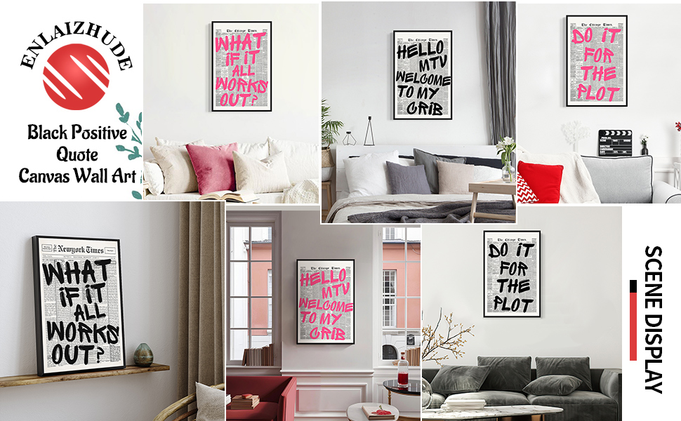 black and white wall art retro newspaper poster What If It All Works Out quote poster