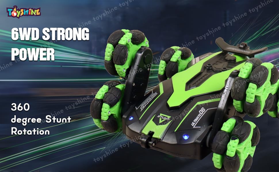 Toyshine 6 Wheels 360°Rotating Remote Control Rechargeable Stunt Car Swing Arm Vehicle 