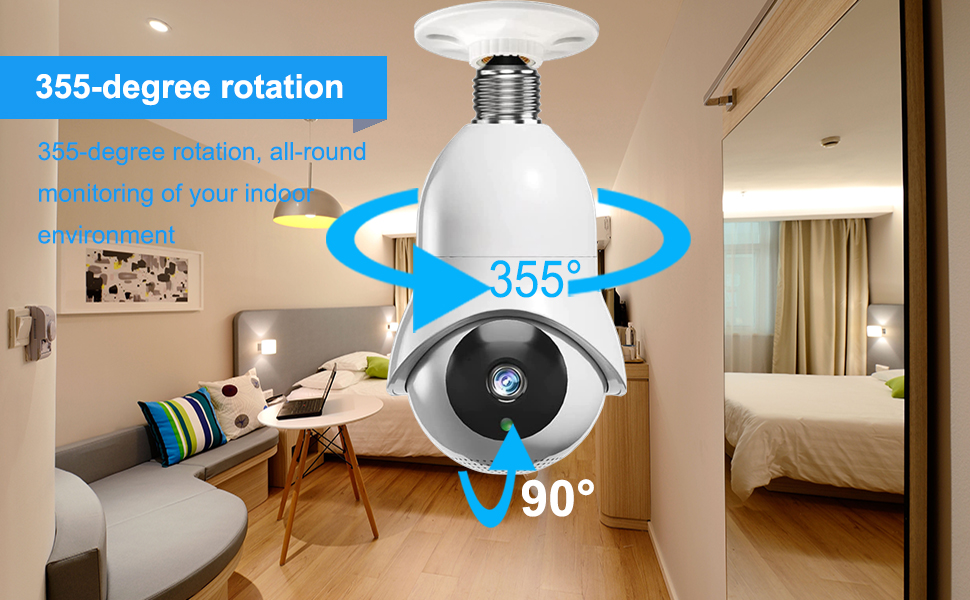 Burbifro 360° Security Lightbulb Camera, 2.4GHz & 5GHz 360 Degree WiFi Light Bulb