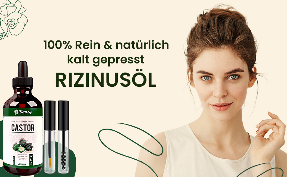 Kanzy Castor Oil Organic Cold Pressed 100% Pure Natural Castor Oil for Eyelashes