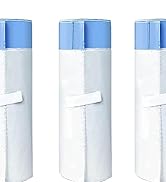 Three identical white cylindrical containers with blue caps and flip-top lids. Each container has a raised white stripe on its side, which may be used for labeling.