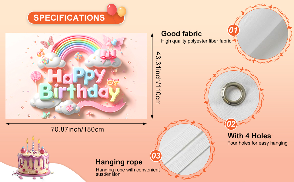 Polyester Happy Birthday Banner