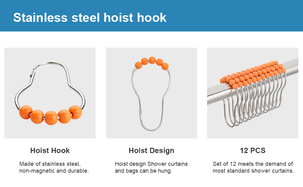 Amazer Shower Curtain Hooks Rings, Stainless Steel Shower