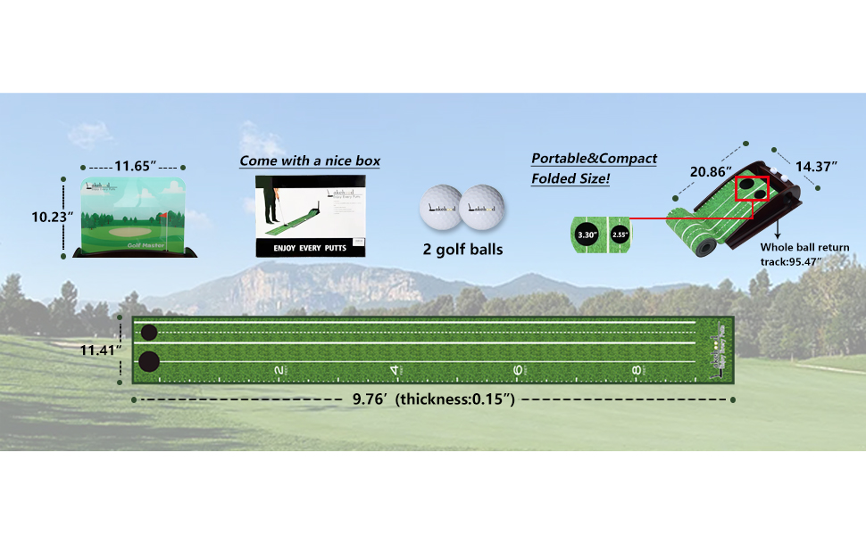 Wood Golf Putting Green Mat Practice Putting Green with Ball Return Indoor Golf Putting Green