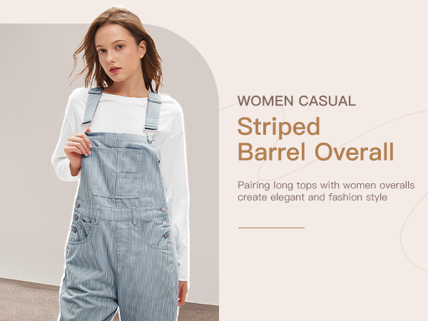 Amazon.com: D-Sun Women's Striped Bib Overall Barrel Casual