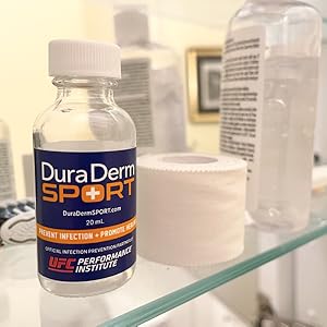 DuraDerm SPORT Bottle in medicine cabinet