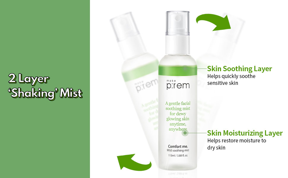 Amazon.com: MAKEPREM Comfort me. Mild Soothing Mist 3.88 fl. oz. Instant  Soothing with Jojoba Seed Oil, Avocado Oil, Meadowfoam Seed Oil, Centella  Asiatica Leaf Extract, Houttuynia Cordata Extract : Beauty & Personal