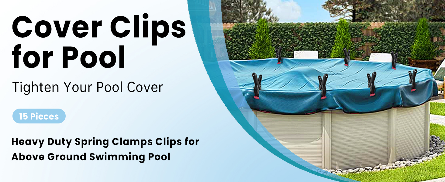 Belleone 15 Pack Pool Cover Clips for above Ground Pool, 4