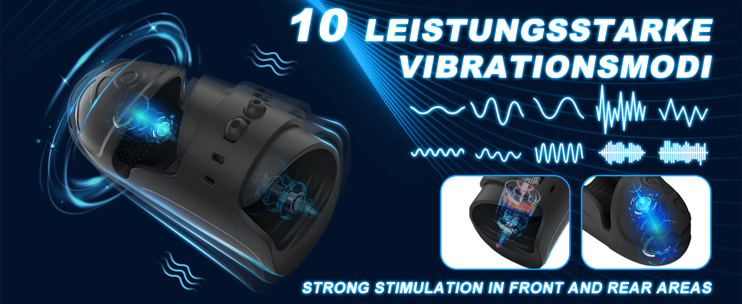 360°-Umhüllung Elektrische Penis Trainer Vibrator Masturbator mit 10 kraftvollen Vibrationen