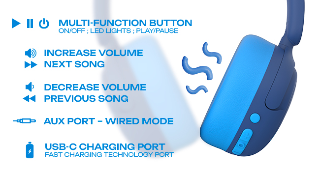 multi function buttons easy to use kids headphones