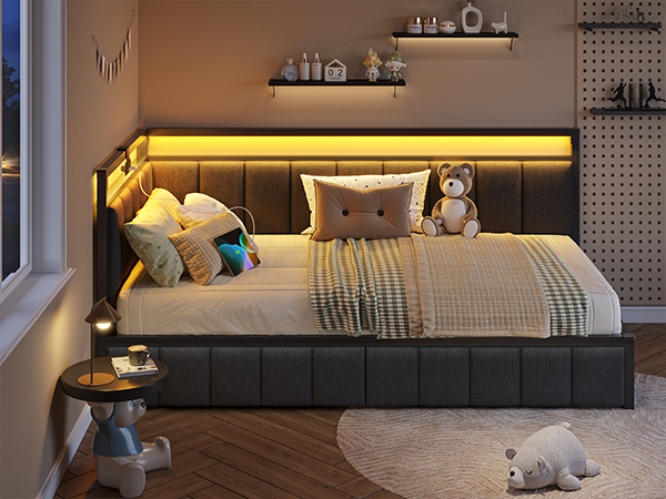 【tak】ベッド Amazon.com: DICTAC Twin Size Corner Bed Frame with 2 Storage