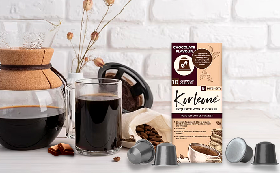 Korleone Coffee Pods Chocolate Flavor Aluminium Coffee Capsules Compatible with Nespresso