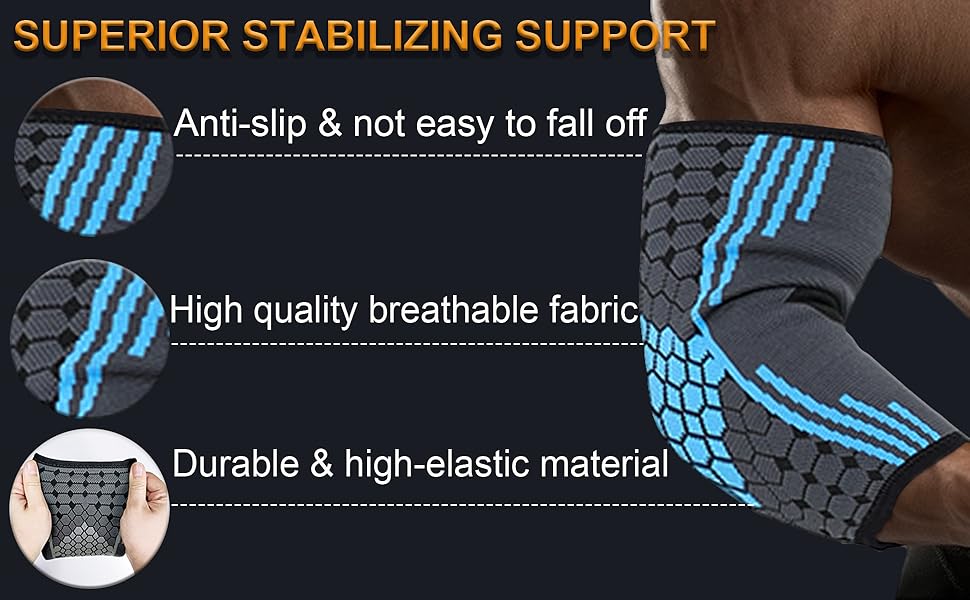 Description Picture 6 of item1 Pc Elbow Compression Sleeve, Elbow Brace Support for Tennis Weightlifting Fitness Golfers, Reduce Joint Pain for Men & Women