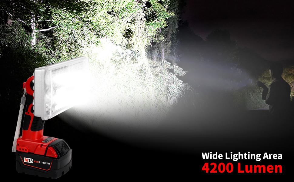 for Milwaukee Light M18 18V Max Liion Battery, 40W 4200LM Floodlight