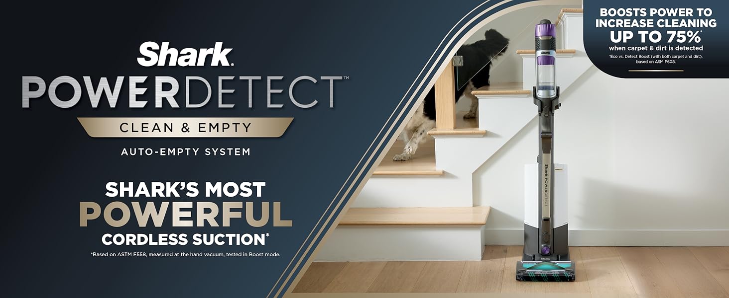 Shark® PowerDetect™ Clean & Empty Cordless Stick Vacuum & AutoEmpty System, Powerful Suction