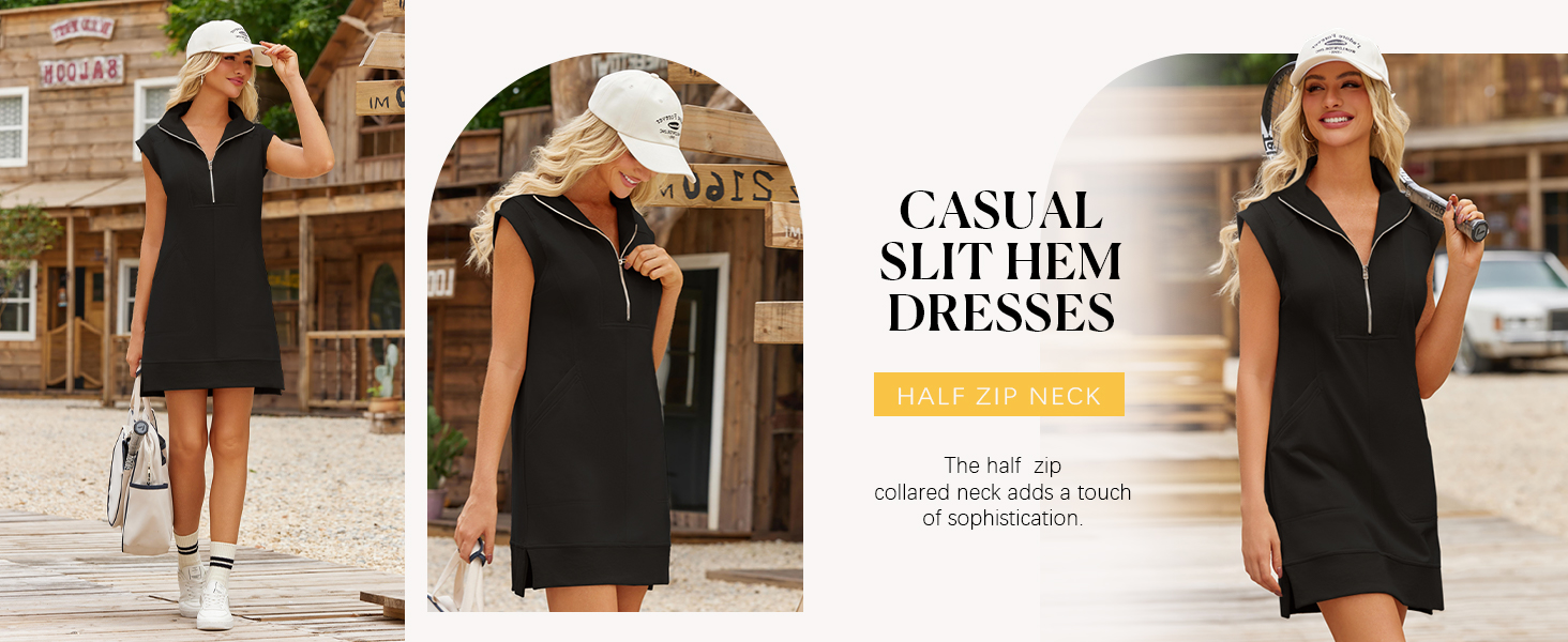 Our women's summer 1/2 zip tunic mini dress combines style and comfort, it is good for any occasion.