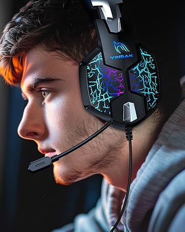 blue over ear wired gaming headset headphones for ps4 ps5 xbox pc switch