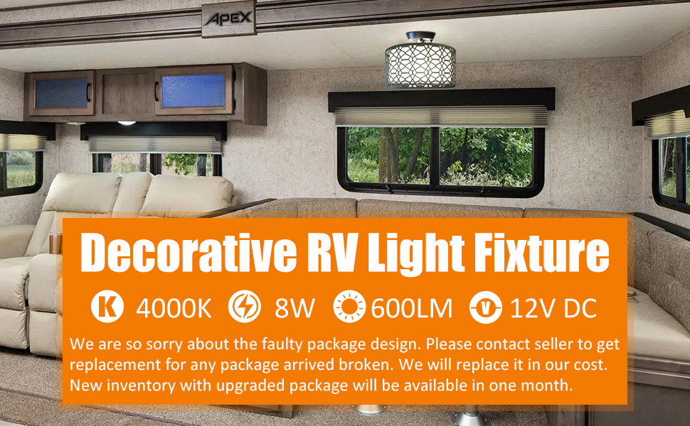 Facon 11'' RV Pendant Dining Table Light with Switch and 2 Replaceable LED Bulbs