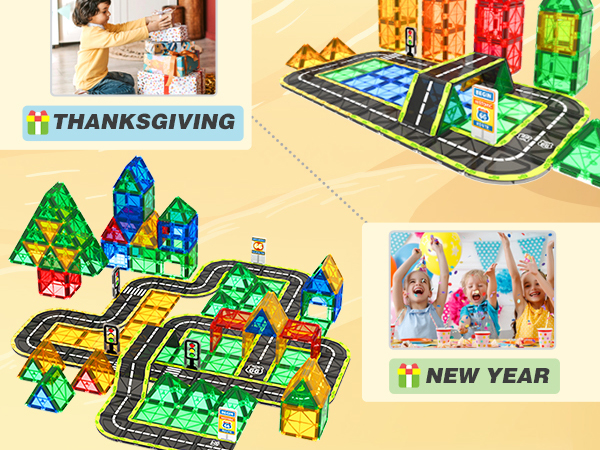 Amazon.com: Magnetic Tiles Route 66 Road Set, STME Building
