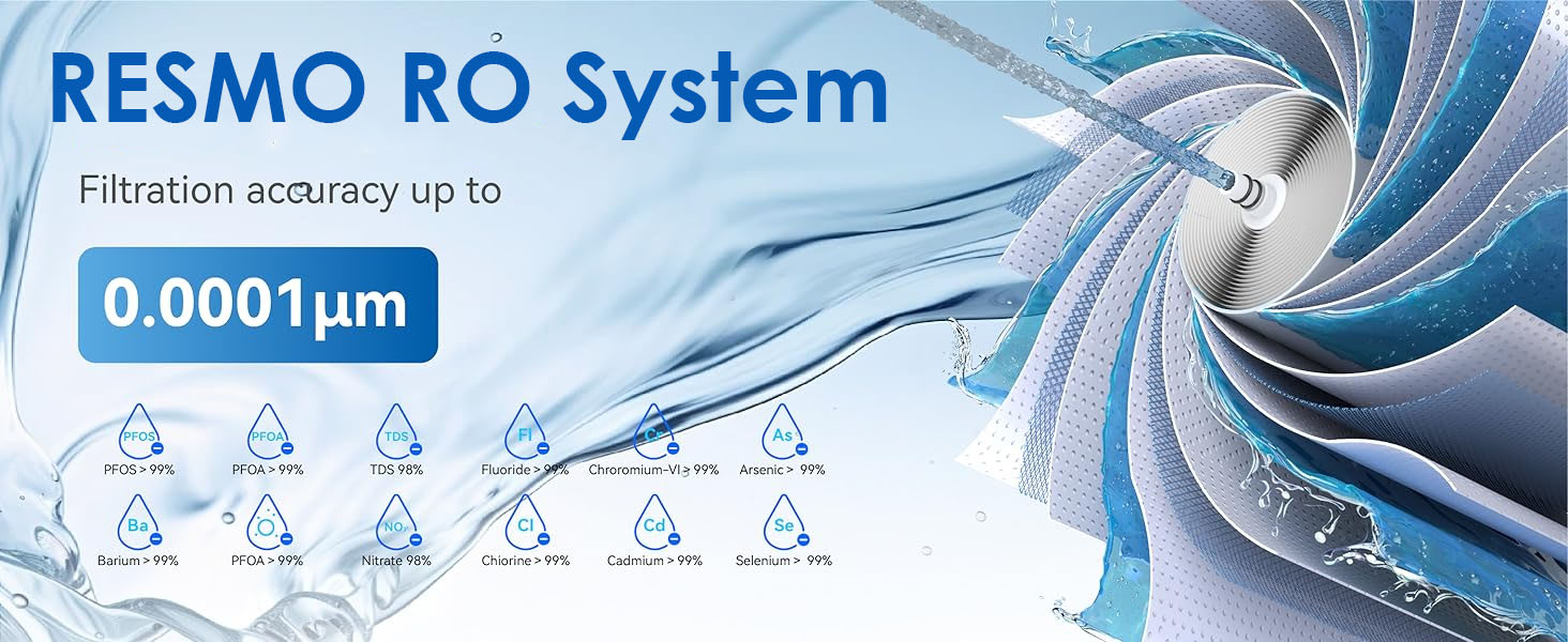RESMO RS3800 Reverse Osmosis System,800 GPD Reverse Osmosis Water