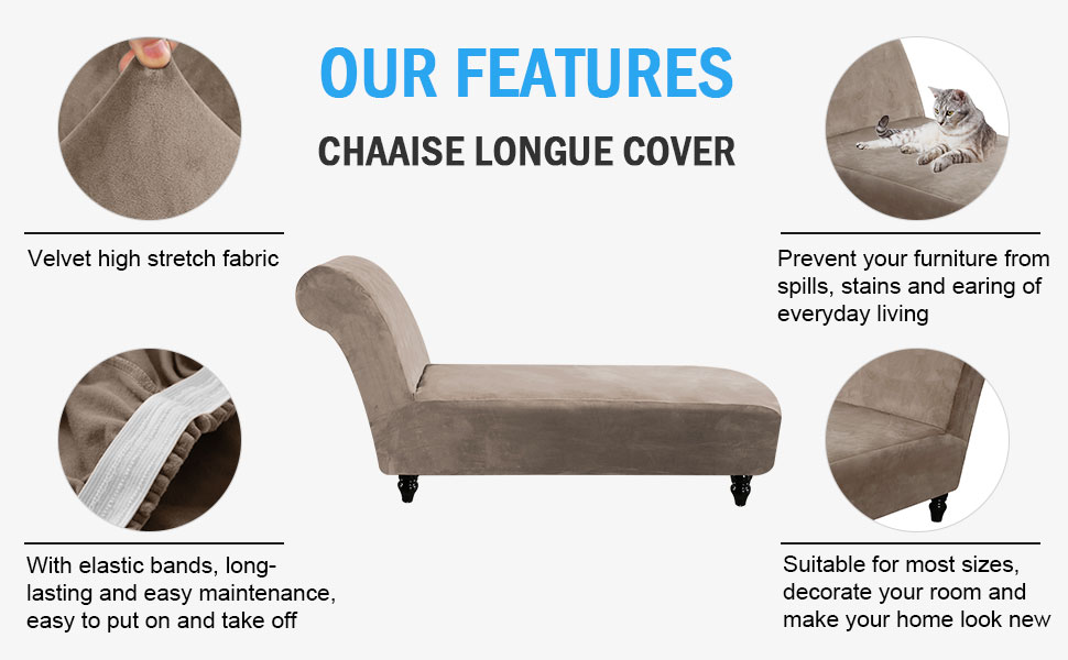 Armless Lounge Chaise Slipcover, Stretch Velvet Chaise