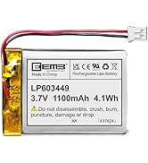 EEMB 3.7V 1100mAh 603449 Rechargeable Lithium Polymer ion Battery Pack with JST Connector.Make Su...