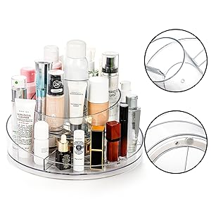 Organizador de Maquiagem Giratório 360° em Acrílico Transparente - Prateleiras Ajustáveis para Cosméticos, Batons e Cuidados com a Pele - Ideal para Penteadeiras | .br 8 porta maquiagem organizador; organizador de acrilico
