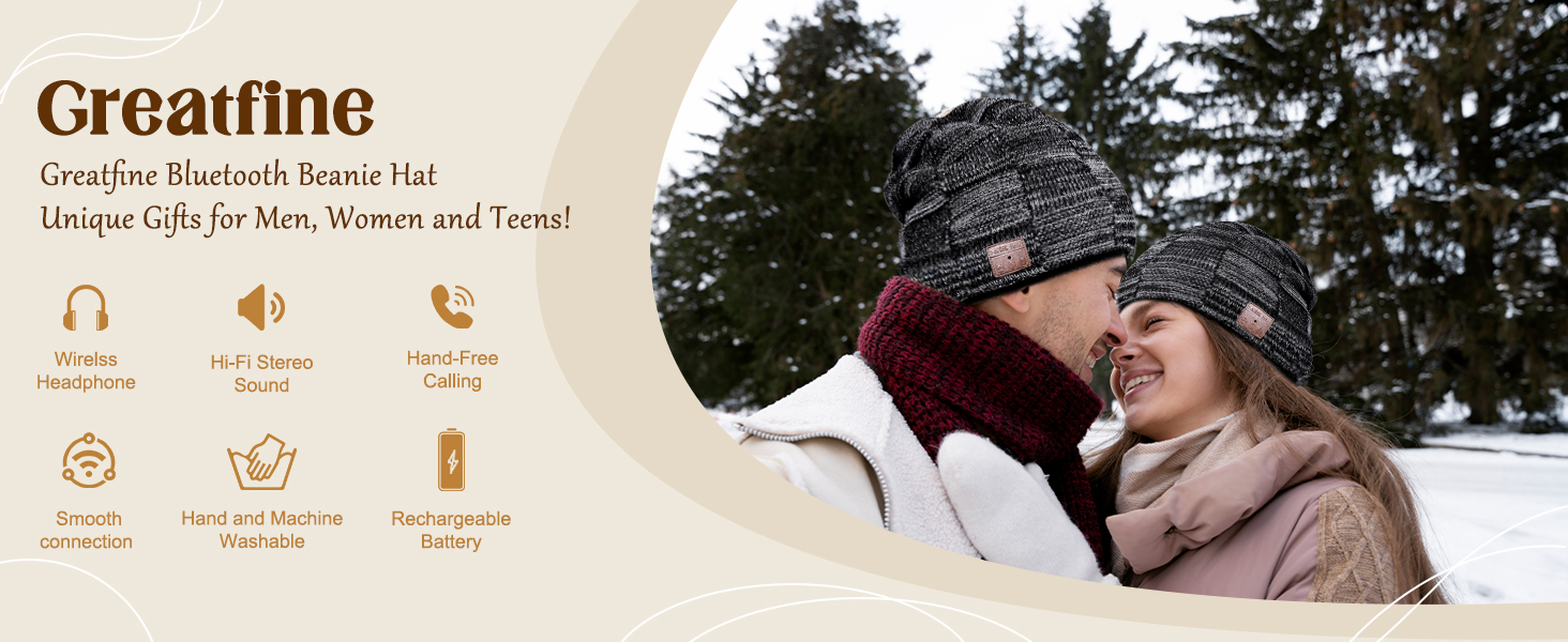 Bluetooth Beanie, Bluetooth 5.2 Comfortable and Warm Beanies Hats for Men/Women/Teens