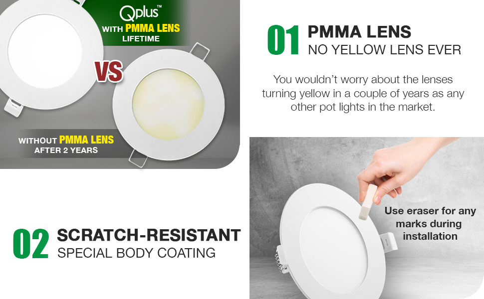 Qplus 5CCT 4Inch LED Recessed Slim Black Pot Light with Junction Box