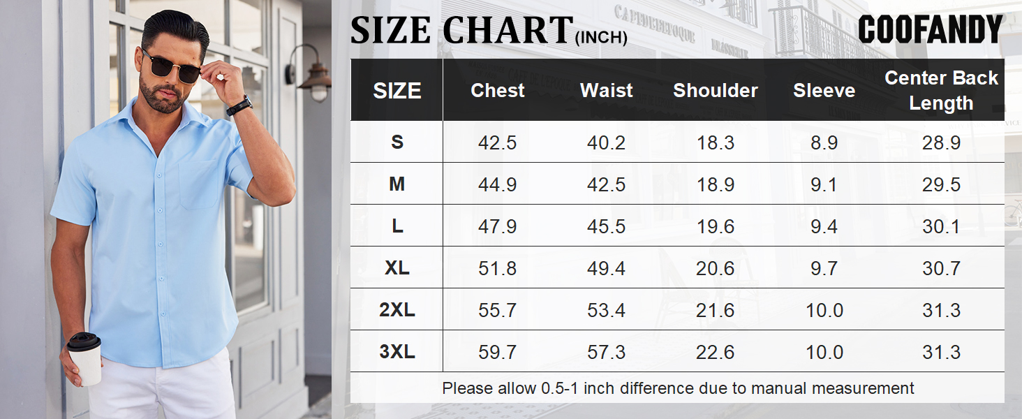COOFANDY Mens Button Up Shirts Short Sleeve Untucked Dress Shirt Casual Summer Shirts