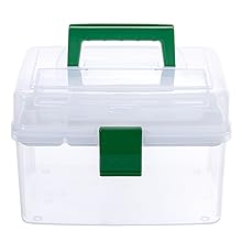 MyGift 10 Inch First Aid Clear Bin Detachable Tray Green Quick Access Lid Portable Emergency Kit