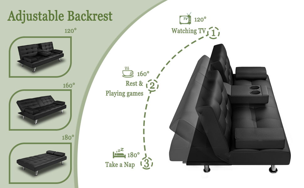 KYLE & KAY Convertible Sofa Bed, Upholstered Comfy Couch