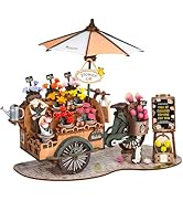 Rolife 3D Puzzles for Adults Wooden-Model Building Kit Flower Cart to Build-Crafts for Adults Col...