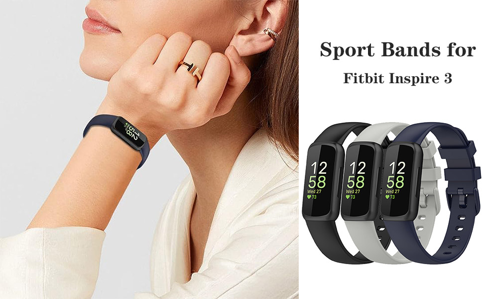 3 Packs Bands Compatible with Fitbit Inspire 3 Bands for Women Men Sport Wristband
