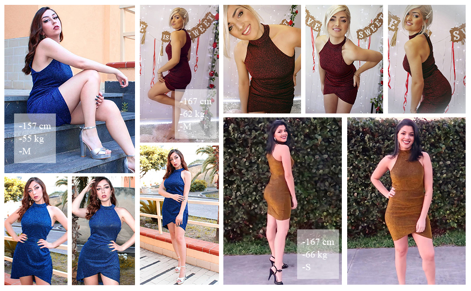 Amazon Com Yoins Sequin Dresses For Women Sexy Choker Elegant Bodycorn Sleeveless Ruched Party Midi Club Dresses Clothing Shoes Jewelry