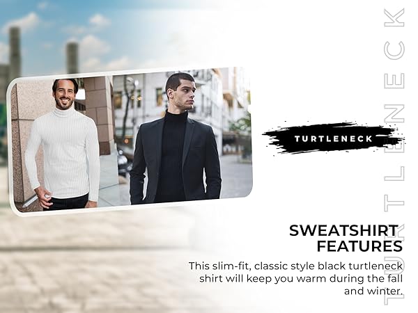 Amazon.com: URBAN BUCK Black Turtleneck Men Long Sleeve