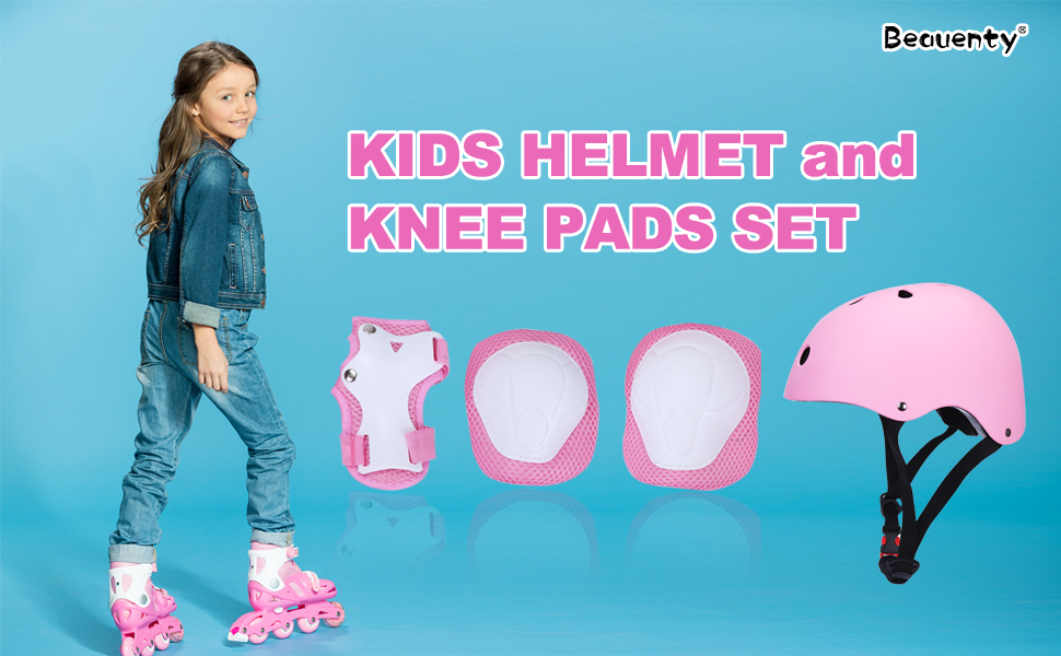 Beauenty 7 in 1 Kids Helmet and Pads Set, Adjustable 38 Years Old Kids