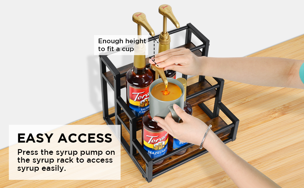 Ollieroo Coffee Syrup Rack Organizer,Syrup Bottle Holder Stand for Coffee Bar,3Tier