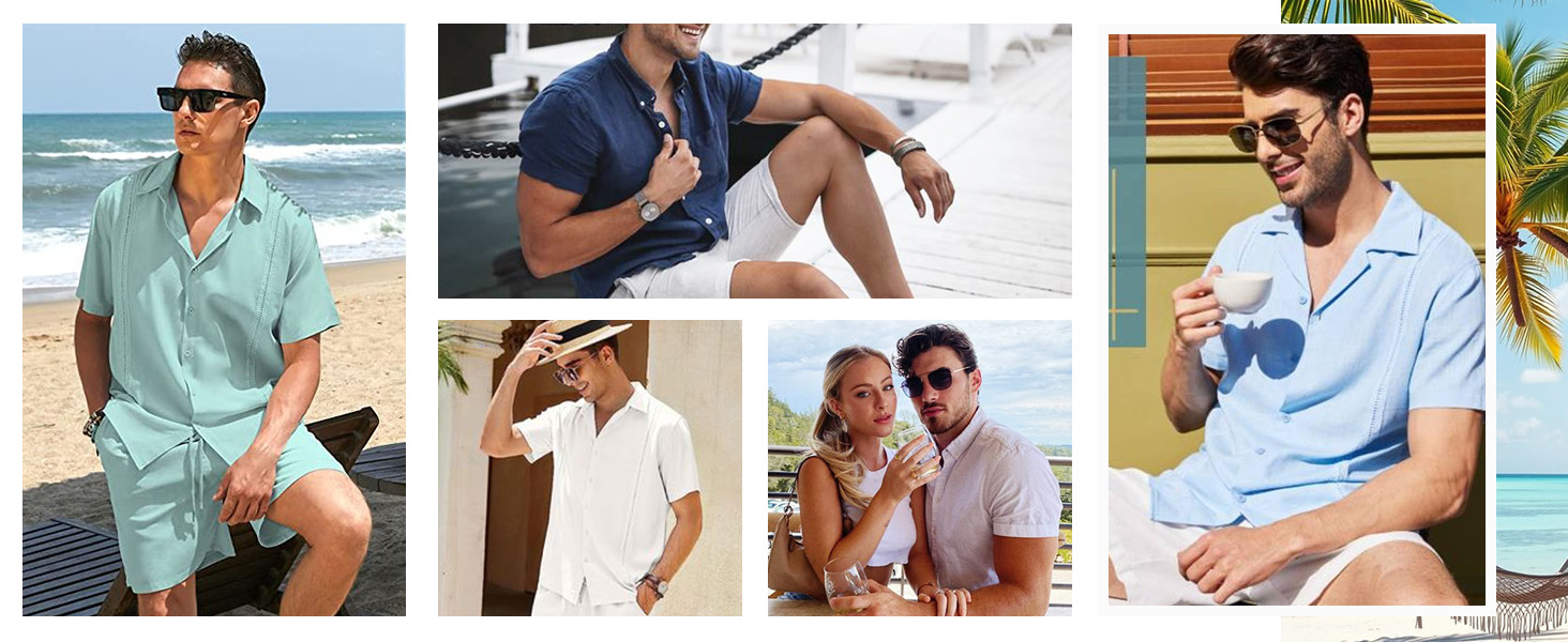 Mens Button Down Short Sleeve Shirts Summer