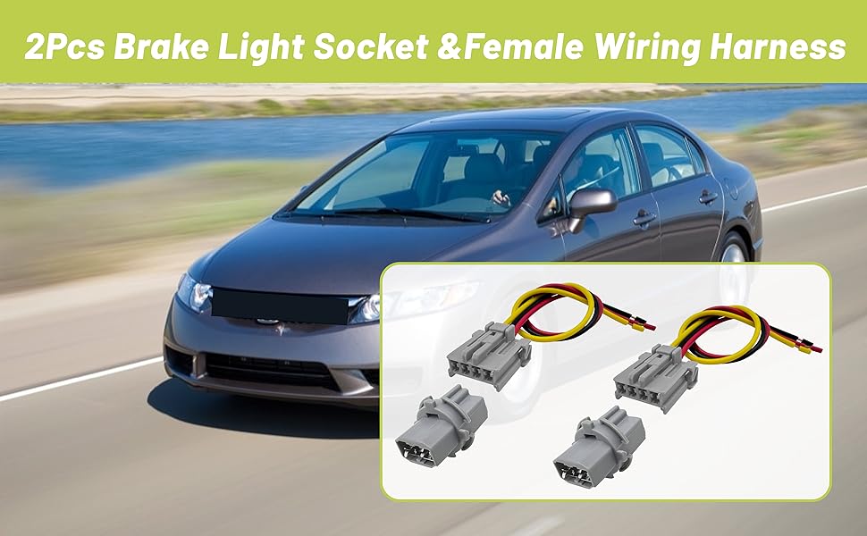Amazon.com: Memiuyelay 2Pcs Brake Light Socket &Female Wiring Harness ...