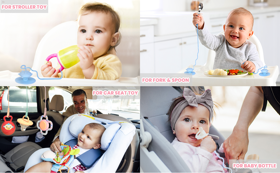 Suction Toddler Utensils, Toddler Fork and Spoon Set with Anti-Dropping Chain and Suction 