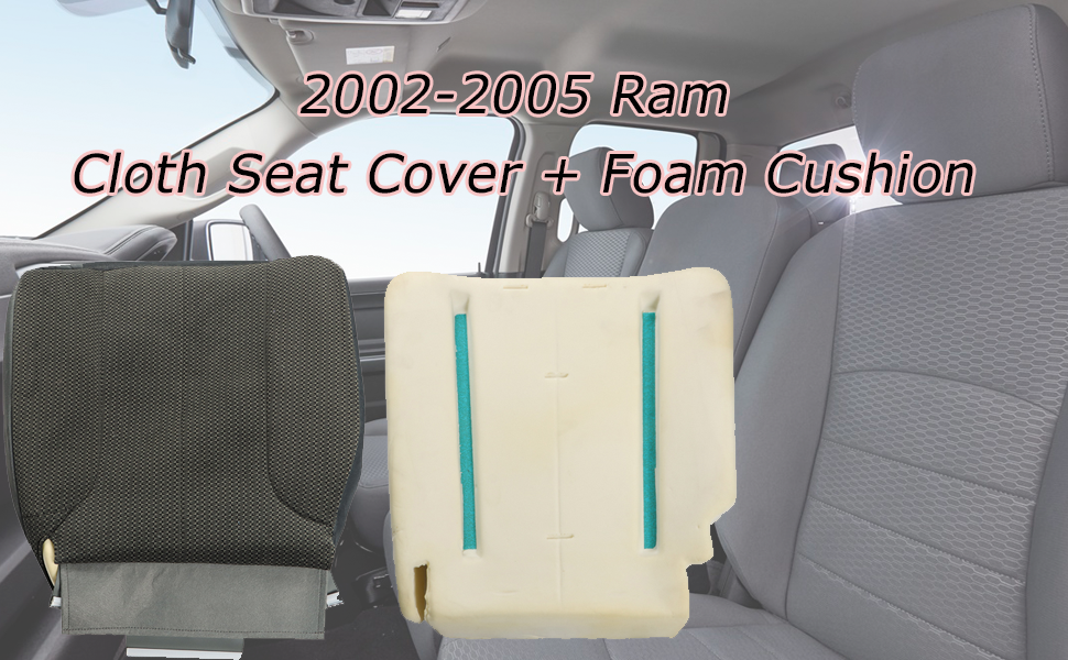 SEBLAFF Black Cloth Seat Cover + Foam Cushion Driver Side Replacement for 20022005