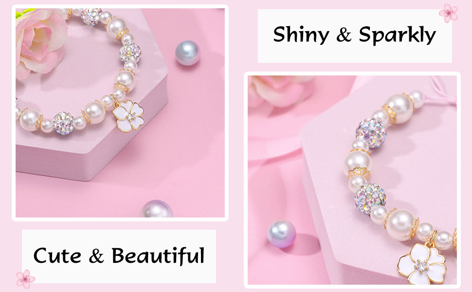 PINKDODO Flower Girl Gift Flower Girl Bracelet Pearl Flower