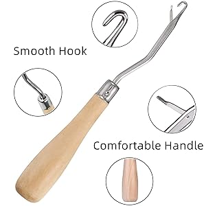 wooden bent latch hook tool