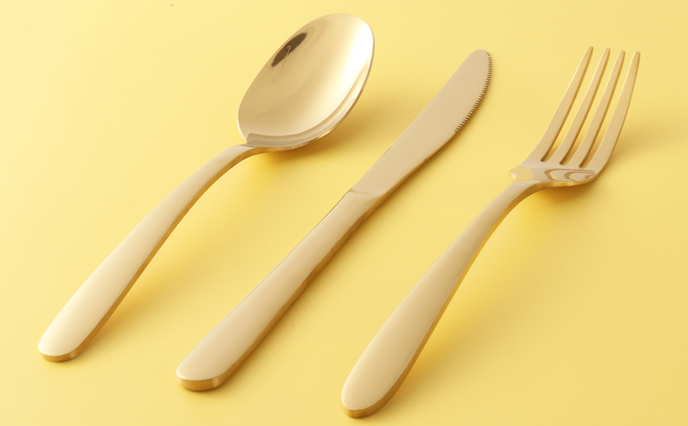 40Piece Gold Silverware Set For 8 Gold Flatware Set Mirror
