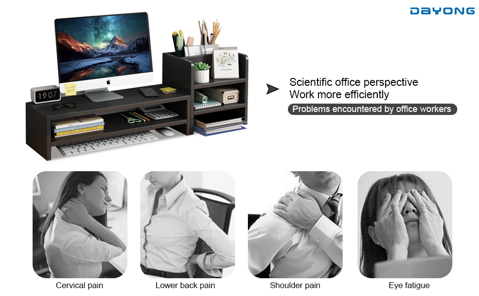 DAYONG Monitor Stand Riser,Multifunctional Desktop Organizer (ABlack