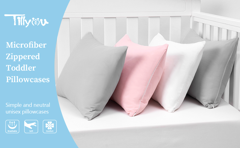 TILLYOU Toddler Pillowcase 2 Pack with Zipper,Silky Soft