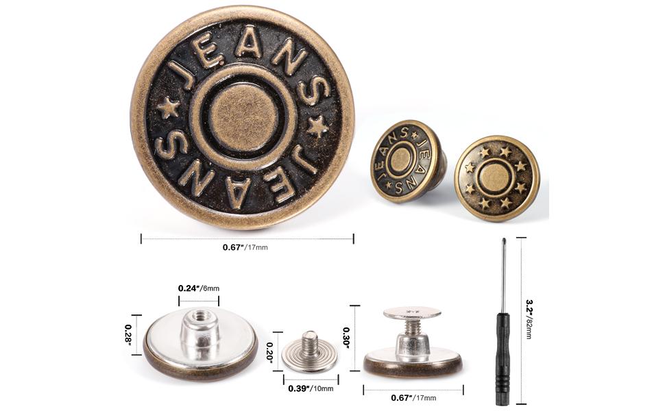 Jean Button Pins Adjustable, 2 Styles Perfect Fit Instant